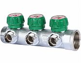 Коллектор регулирующий 1" STOUT (АРТ. SMB-6849-011204), 4 отвода 1/2" плоское уплотнение