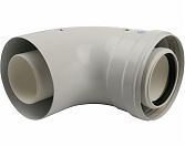 Элемент дымохода конденсац. угол 90° STOUT (АРТ. SCA-8610-010090) DN60/100 м/п с инспекционным окном PP-FE